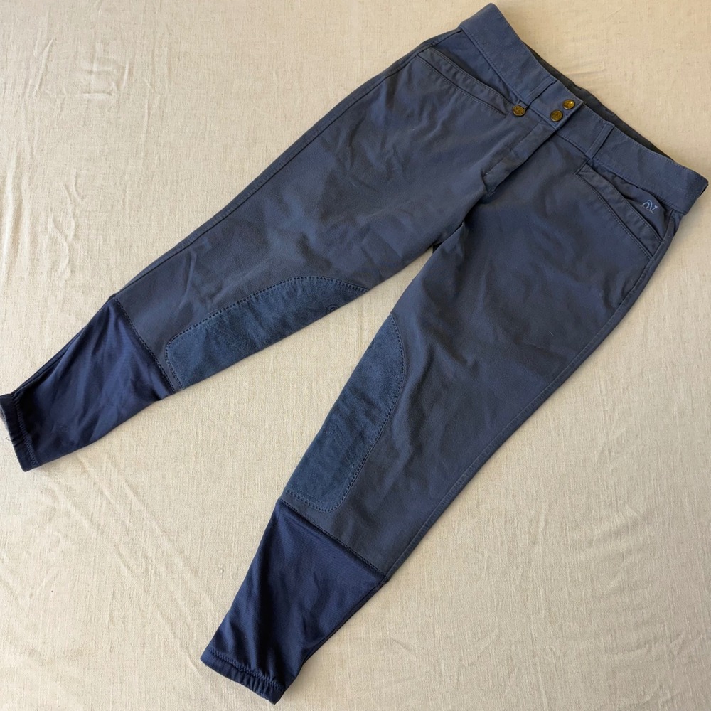 Ovation Womens Blue Equestrian Riding Breeches Knee Patch Pants Size 32R
